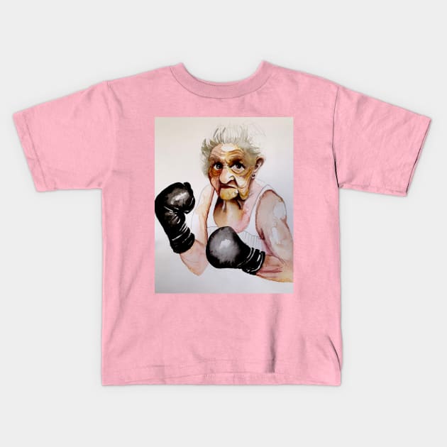 Lady boxer Kids T-Shirt by The artist of light in the darkness 